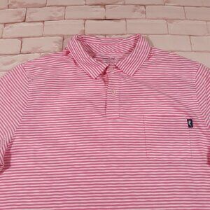 Vineyard Vines Island Polo Shirt Mens Large Pink White Striped Casual